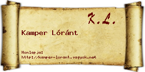 Kamper Lóránt névjegykártya